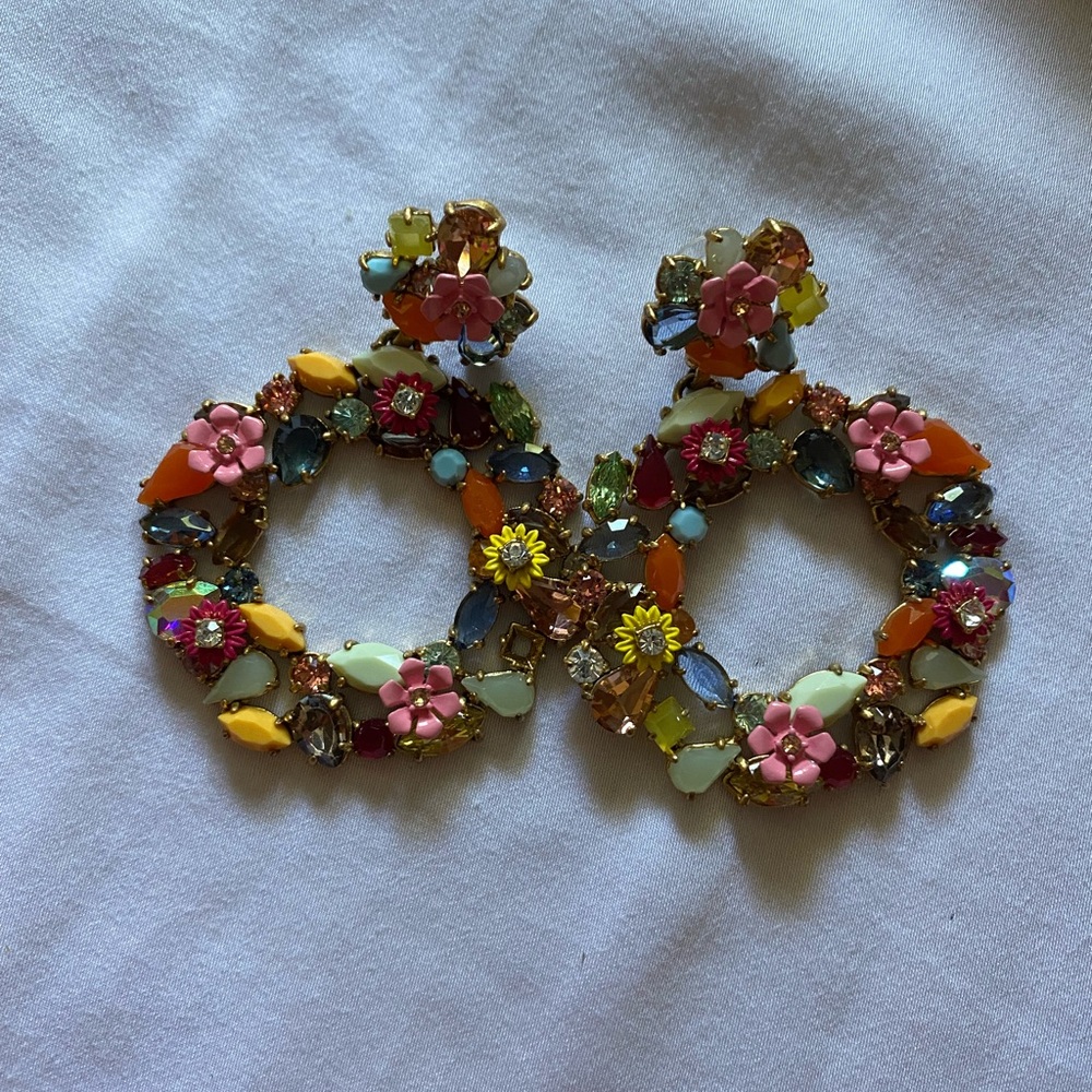 J. Crew colorful floral hoop earrings